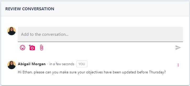 A submitted comment shown in the review conversation area