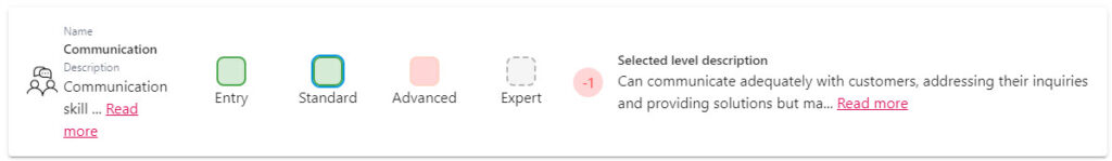 Selecting a box beside a skill to update the employee's proficiency