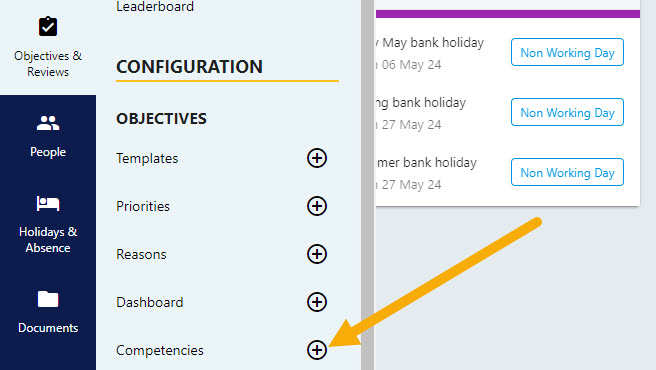 The plus button beside Competencies, opening the Add Competency drawer
