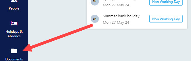 Company level documents opened from the Documents side-bar