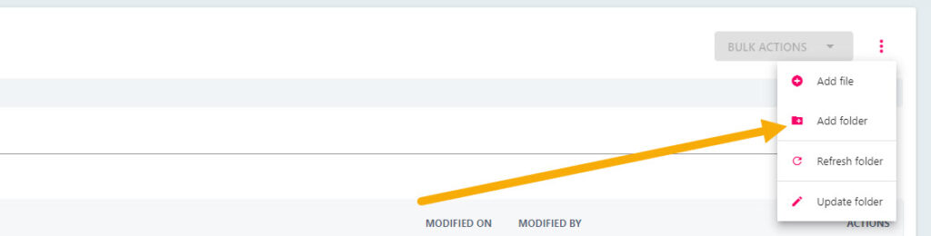 The three dots menu with Add Folder selected in company documents