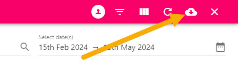 Export to CSV and column customisation icons above a report