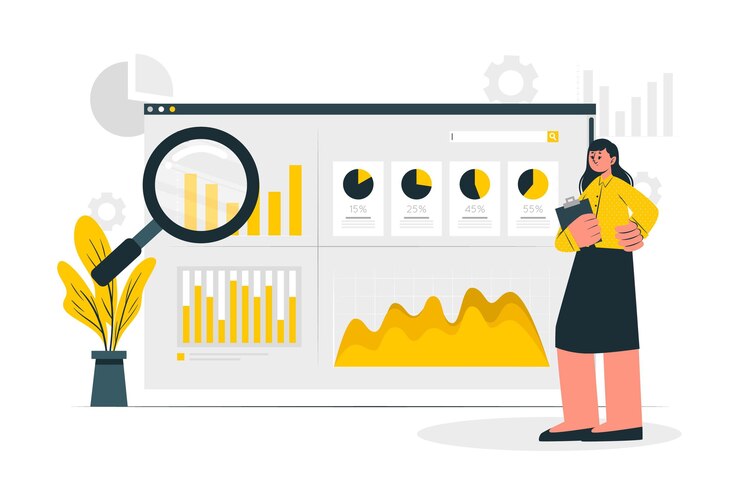 Analyst examining performance charts with a magnifying glass, illustrating the future of competency data