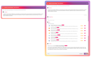 AI-suggested role description and rated skills for a customer success manager