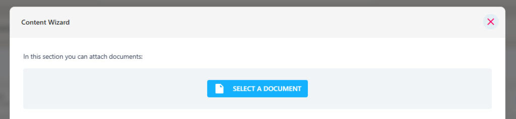 The Select a document button for attaching a file to the post