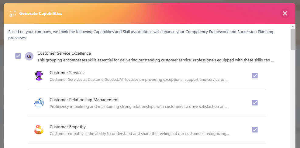 StaffCircle AI suggesting Capabilities built from existing skills