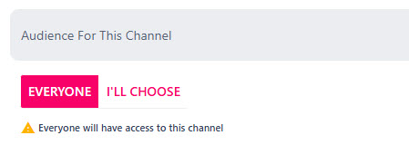 Choosing which employees, departments or sites can access the channel