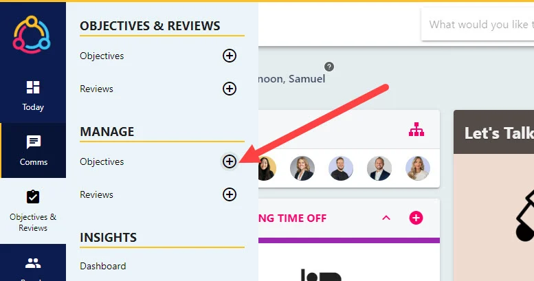 The plus button beside Objectives, opening the Add Objective pop-up