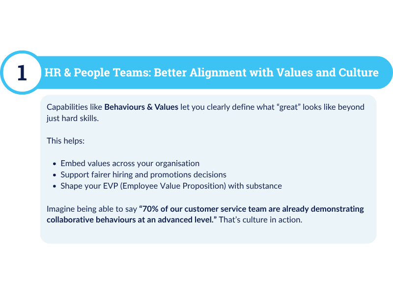 Benefit one for HR teams: behaviours and values capabilities embed culture and support fairer hiring decisions