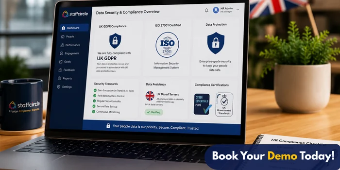 StaffCircle data security and compliance overview: UK GDPR, ISO 27001, UK-based servers and Cyber Essentials Plus