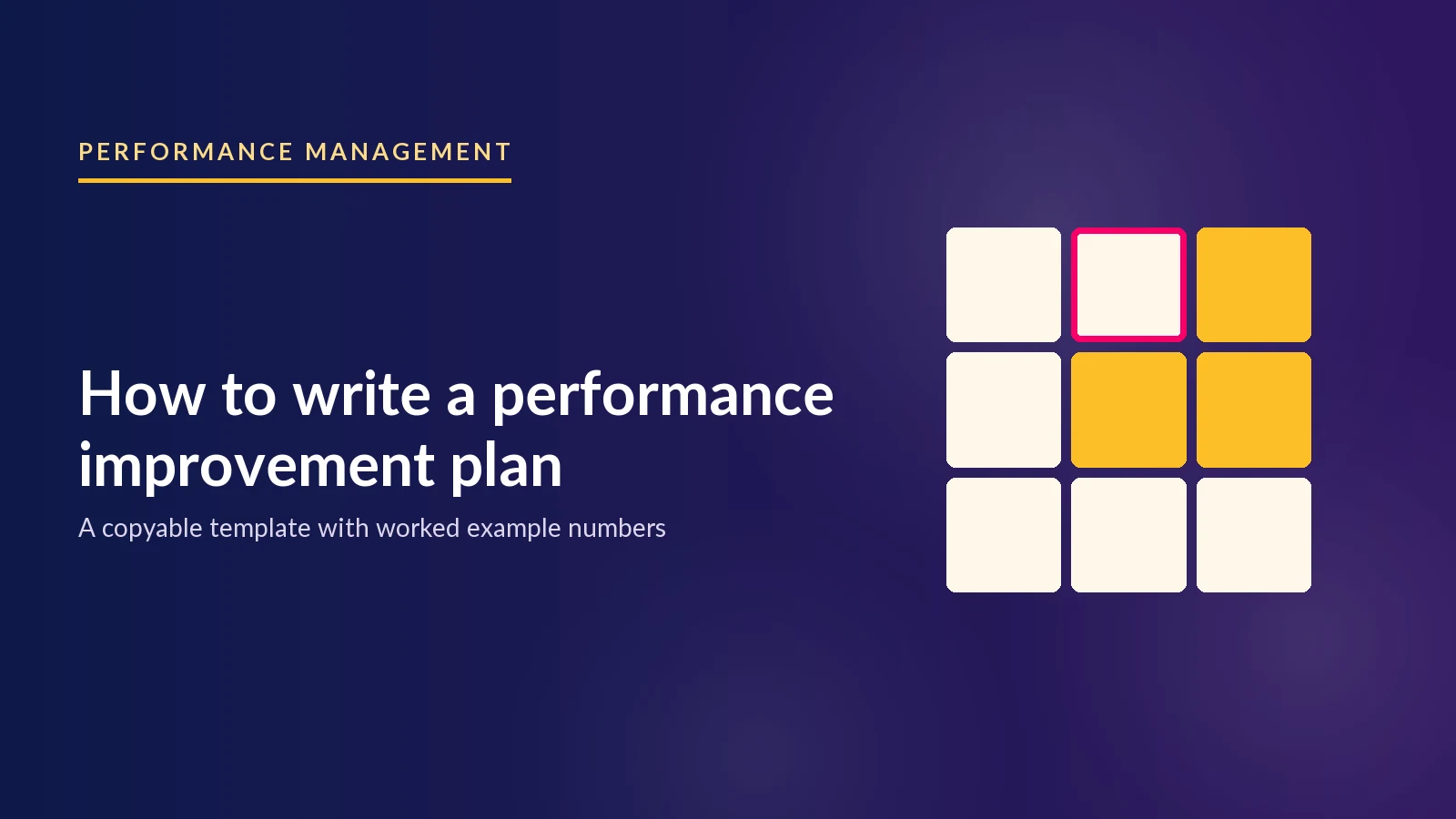 How to write a performance improvement plan