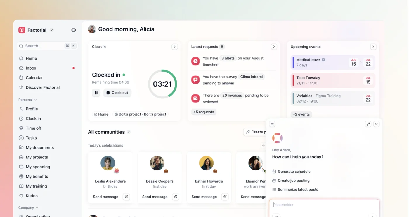 Factorial 360 competency review inside its HRIS