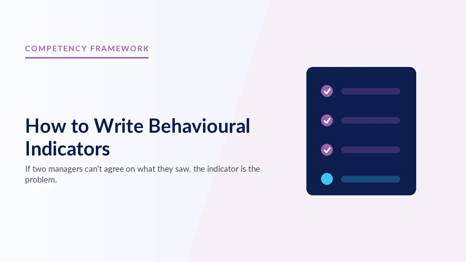 How to Write Behavioural Indicators for a Competency Framework