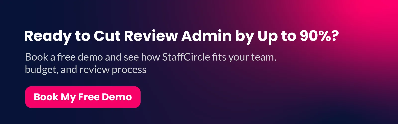 Ready to cut review admin by up to 90%? Book a free demo and see how StaffCircle fits your team, budget and review process